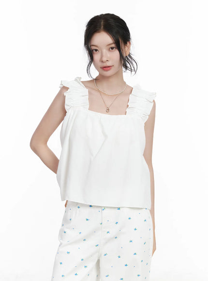 frill-strap-sleeveless-top-ca510 / White
