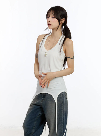 halter-layered-sleeveless-top-ca506 / White