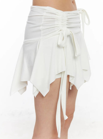 asymmetrical-ruched-flared-mini-skirt-cj522