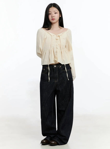 Dallas Dark Washed Wide Leg Jeans IM519