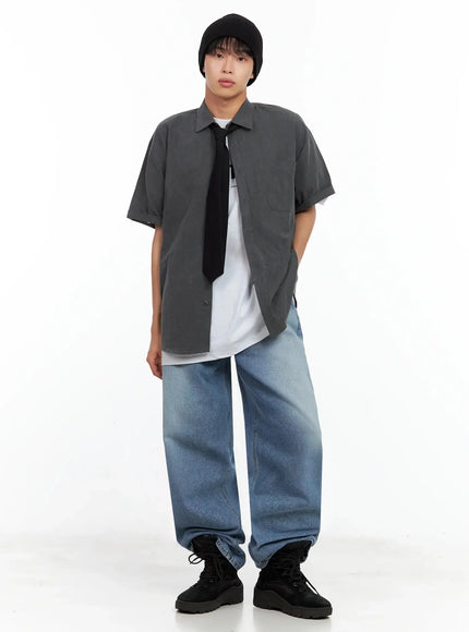 mens-collared-short-sleeve-button-up-top-il516