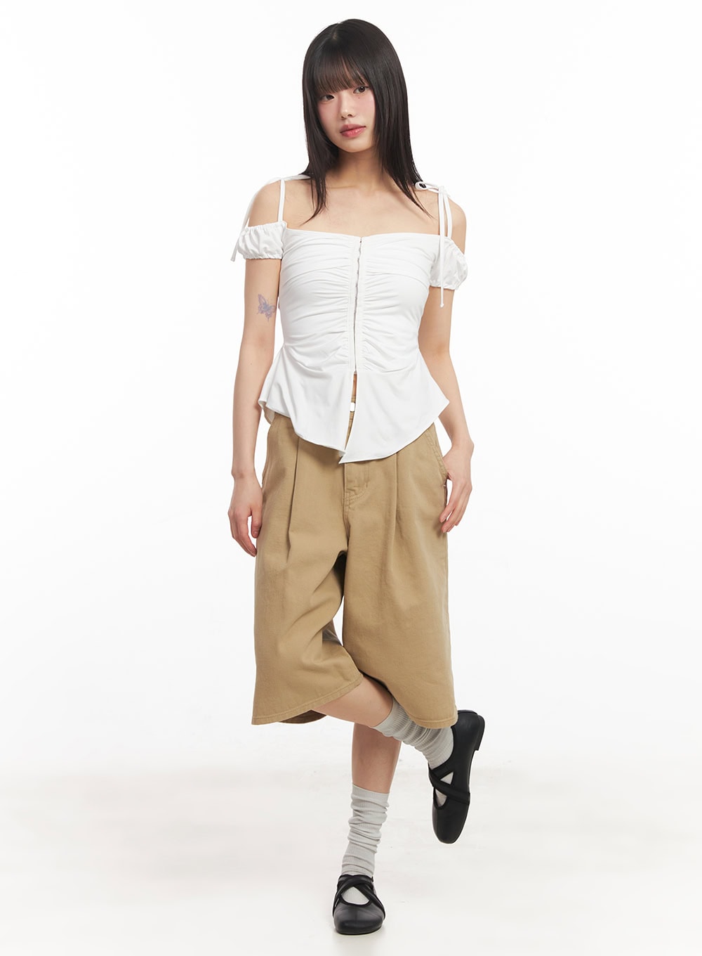 shirred-off-shoulder-puff-sleeve-top-ca523