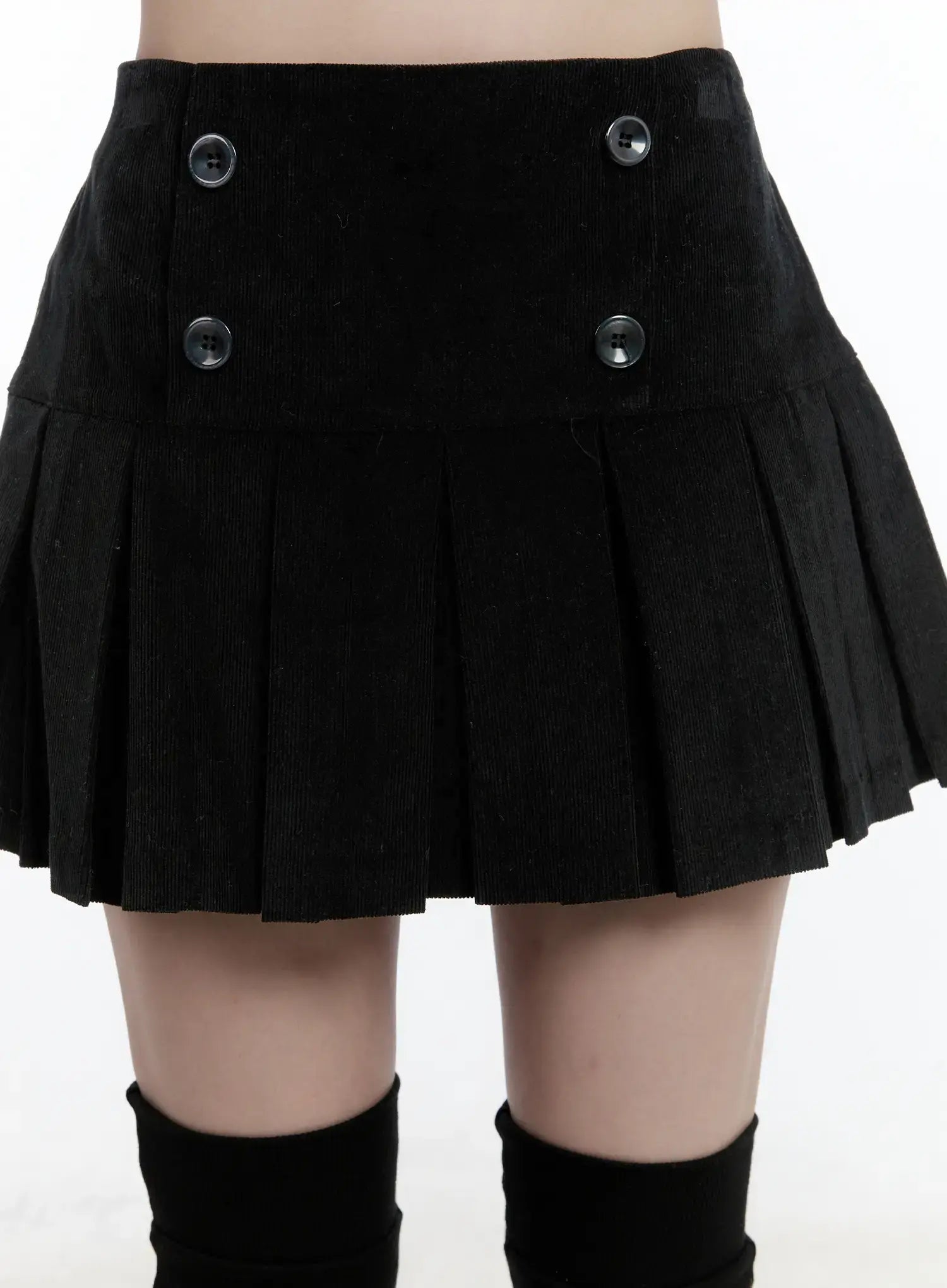 corduroy-button-pleated-mini-skirt-cn525