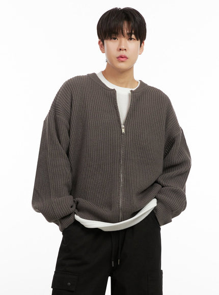 Men's Round Neck Zip-Up Sweater IJ517