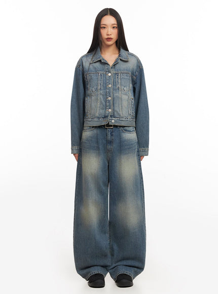 Sharon Washed Wide-Fit Baggy Jeans IA507