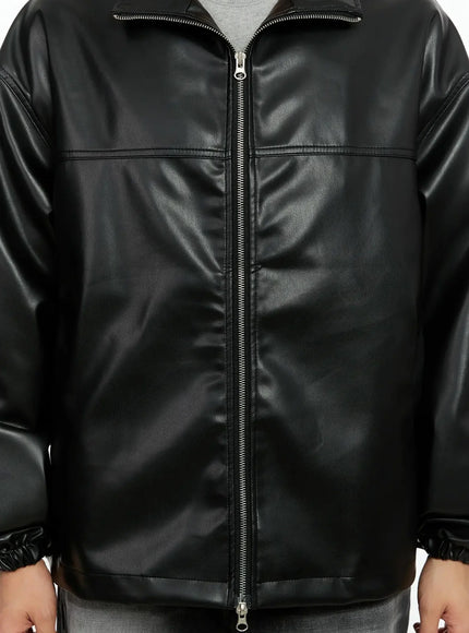 Men's Oversized Faux Leather Jacket IN506