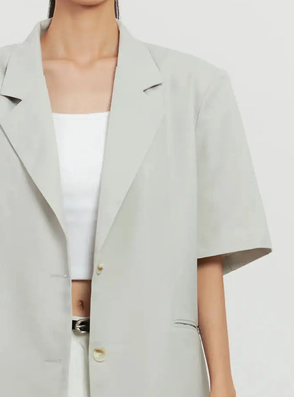 Short-Sleeve Blazer Jacket IL528