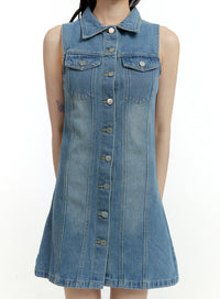 denim-collar-buttoned-sleeveless-mini-dress-cl426