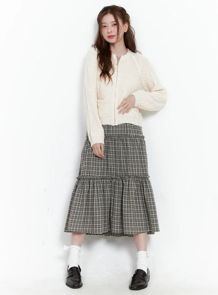 Waffle Knit Zip Up Cardigan CG520