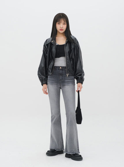 Veste courte en faux cuir J19