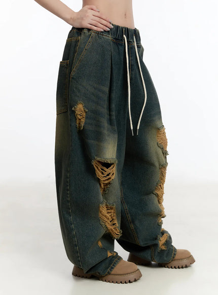 Yoomi Distressed Wide Leg Jeans CM511