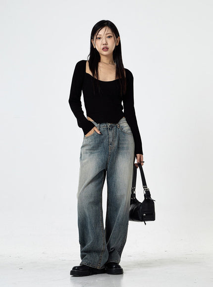 Wide Washed Jeans CS06