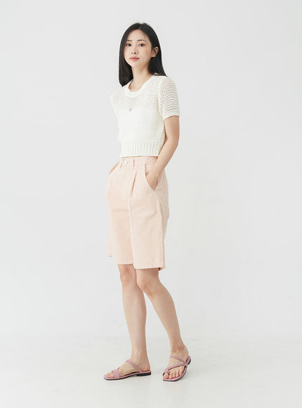 Pintuck Cotton Long Shorts OJ30