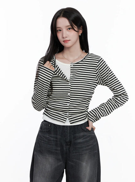 Striped Layered Long Sleeve Top CS519