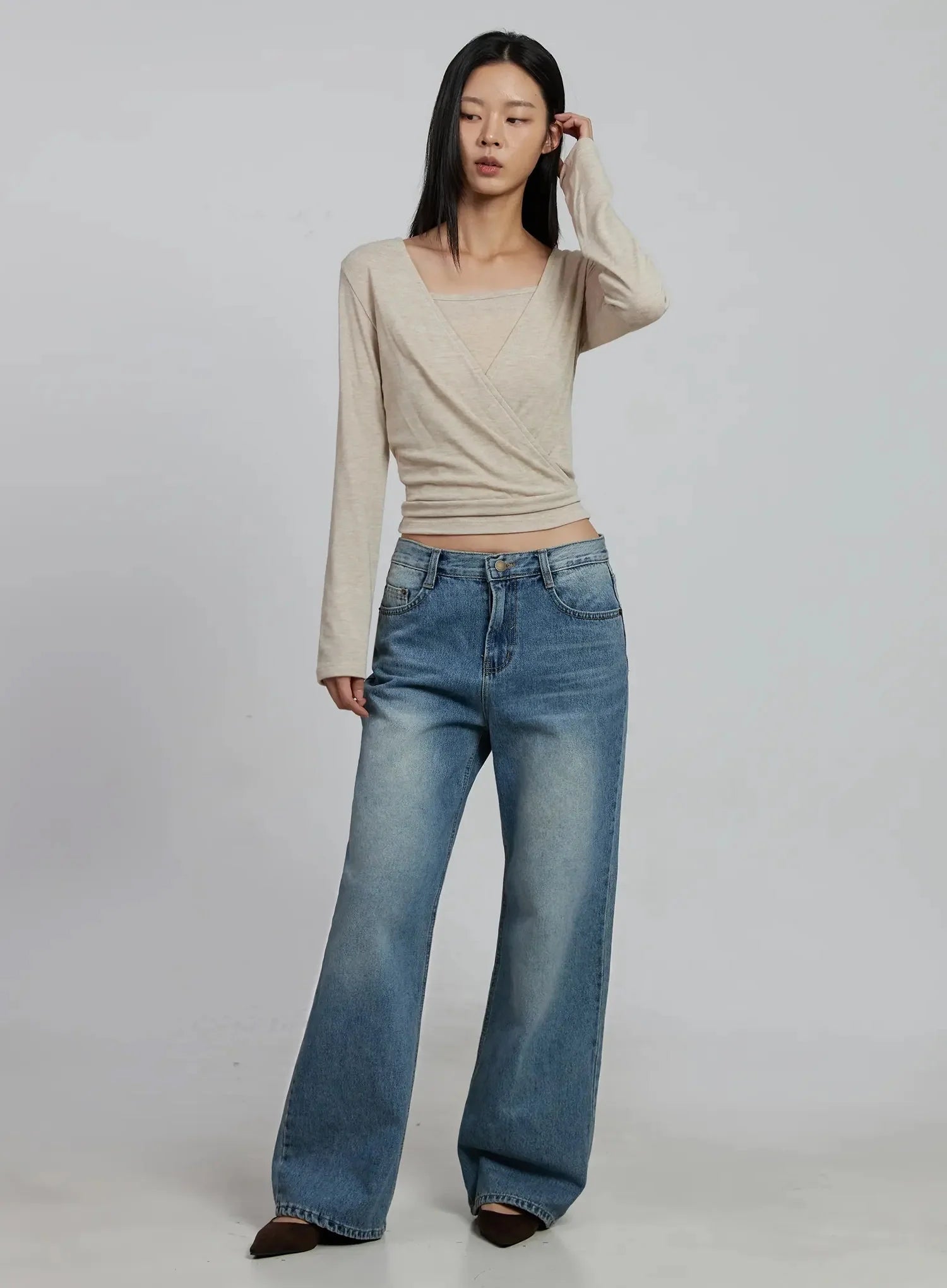 Zahra Vintage Washed Wide Jeans IM520