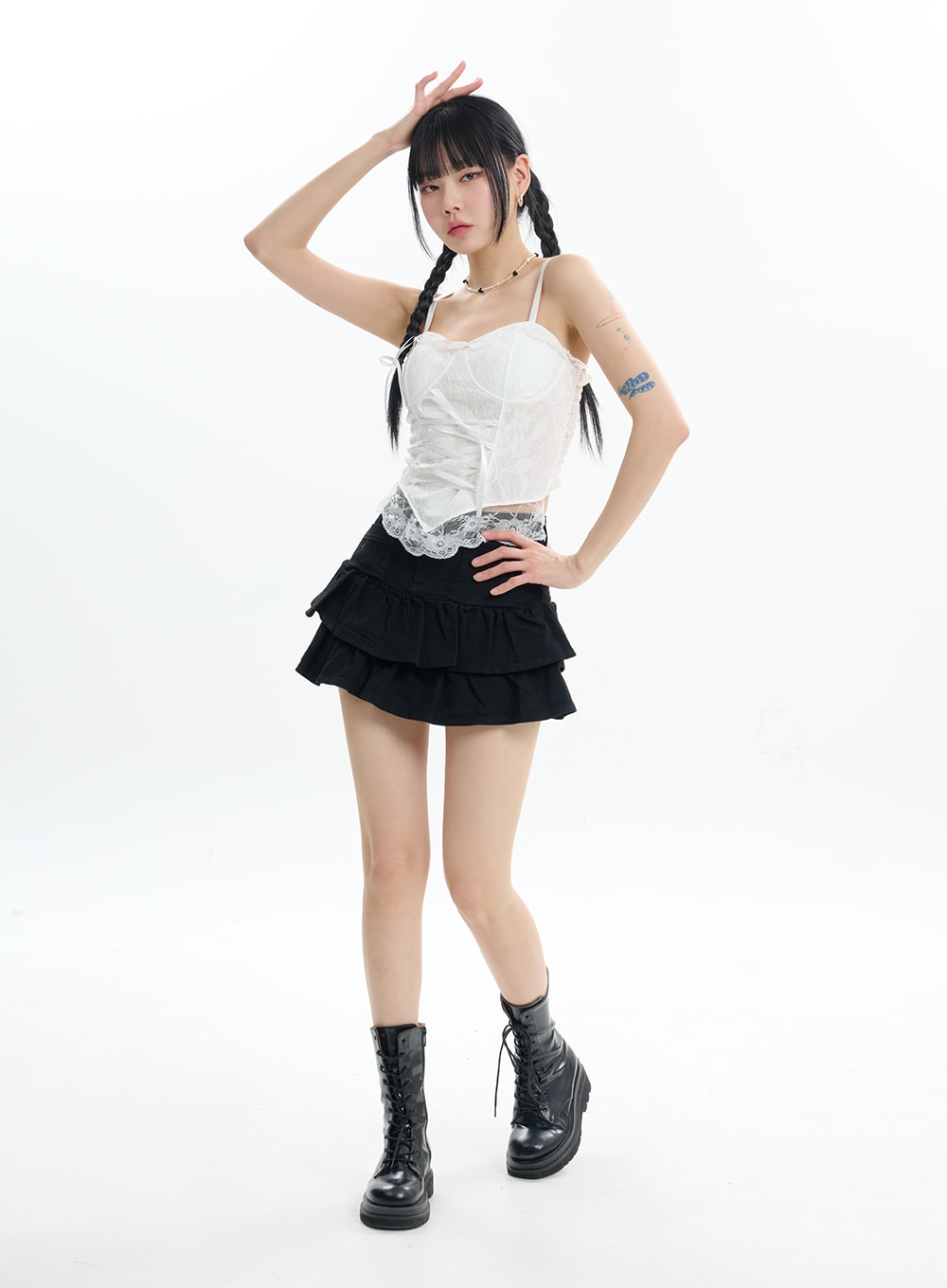 denim-fringe-layered-mini-skirt-if413