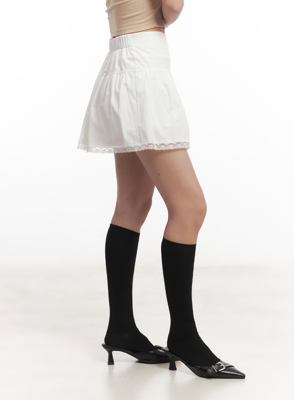 shirred-lace-mini-skirt-cm531