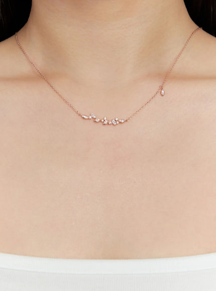 acc-cubic-sprout-necklace-kc1008 / Rose gold