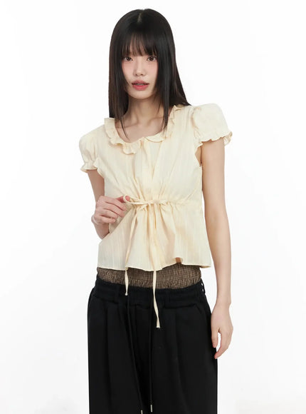 Ribbon Short Sleeve Blouse IM530