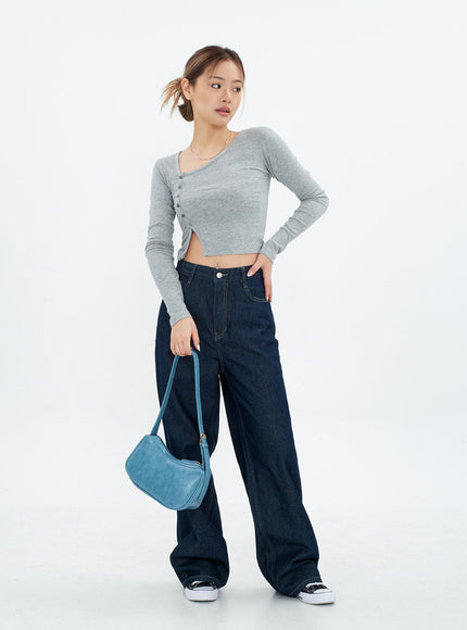 Cropped Cardigan with Diagonal Buttons CM22