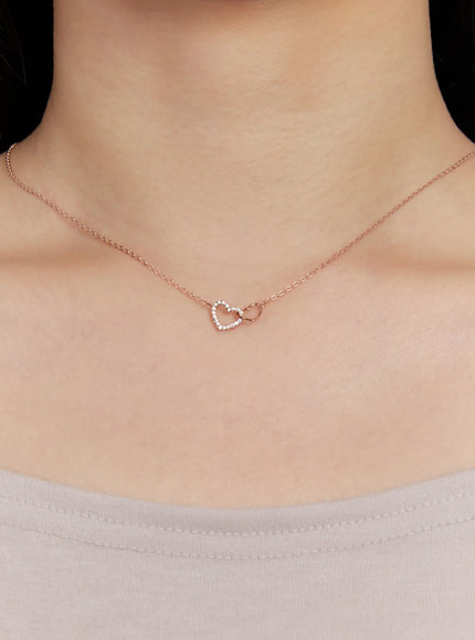 acc-double-heart-necklace-kc1008 / Rose gold