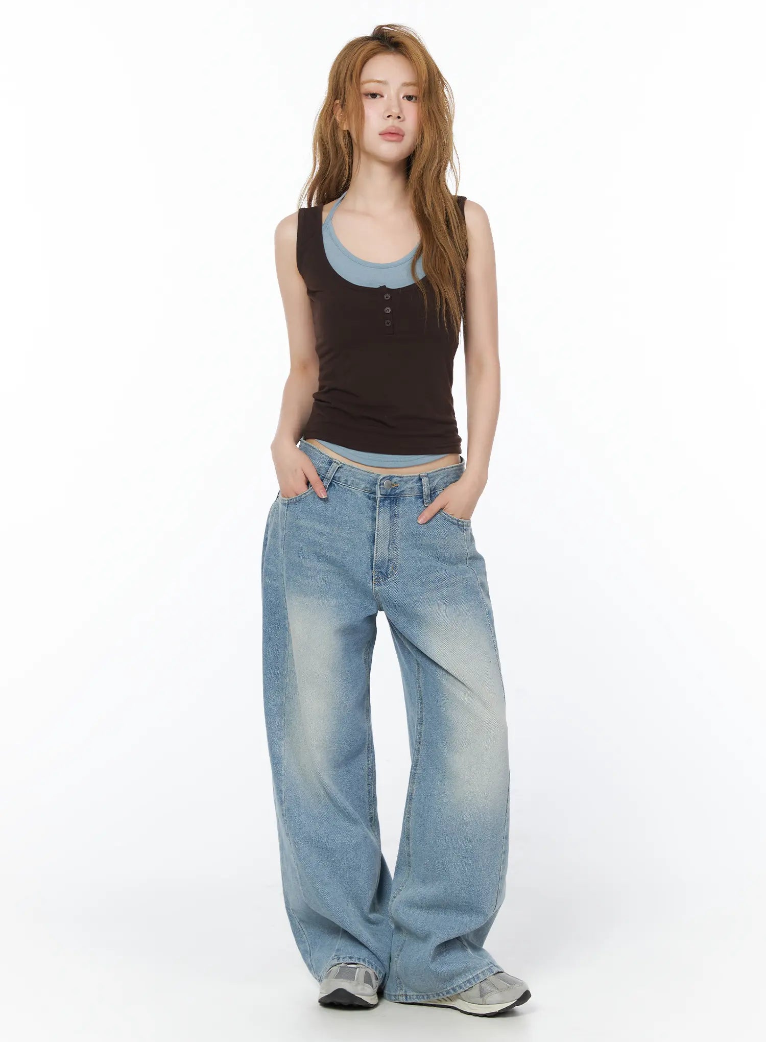 button-detail-layered-sleeveless-top-cy508
