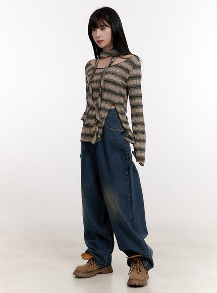 distressed-striped-sweater-with-scarf-cj531