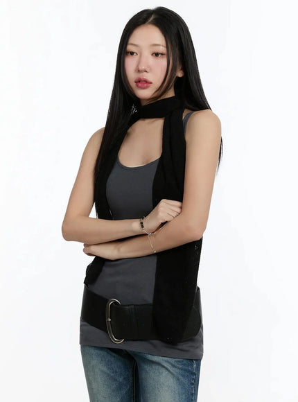 Laced Knit Thin Scarf IM513