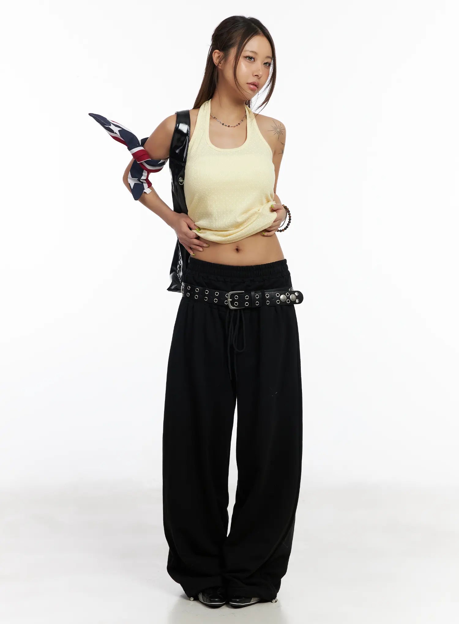 side-button-polka-dot-halter-top-cm525