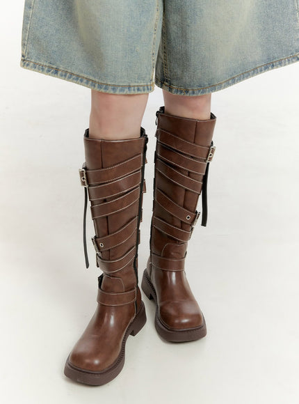 buckle-strap-faux-leather-long-boots-cg401