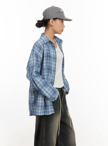 checkered-collared-button-up-blouse-cd410