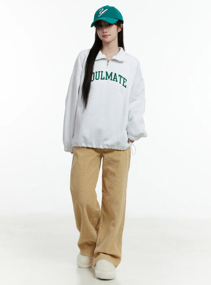 Graphic Pullover Quarter-Zip Sweatshirt CD523