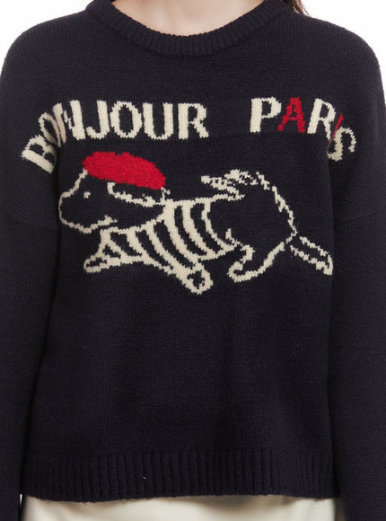 Paris Puppy Graphic Sweater CJ515