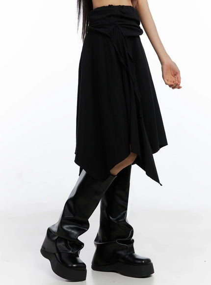 layered-shirring-asymmetrical-skirt-co517