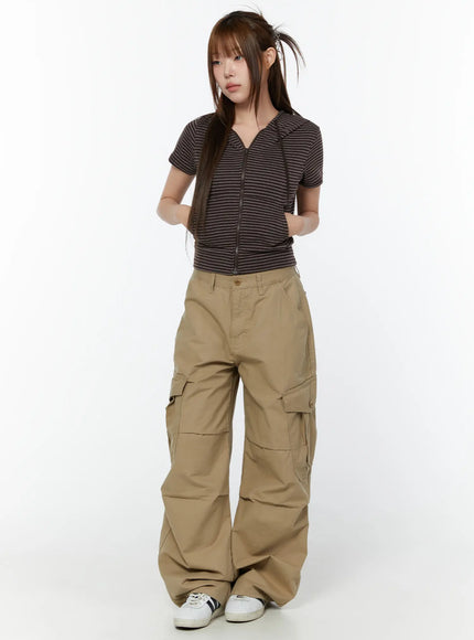 striped-short-sleeve-hooded-zip-up-cy519