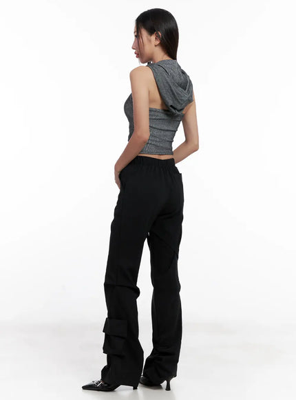 Utility Buckle Flare Pants CL518