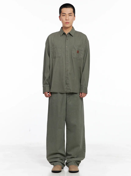 Men's Cozy Cotton Button-Up Shirt IG529