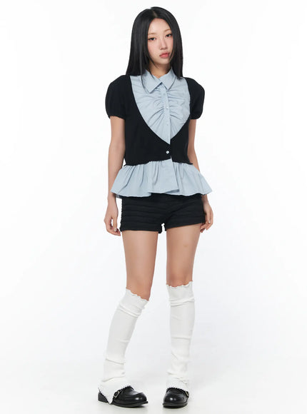 puff-frill-short-sleeve-blouse-cy513