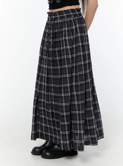 plaid-flare-maxi-skirt-cy519