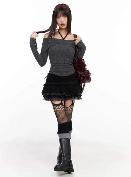 Off-Shoulder V-Neck Top IN503