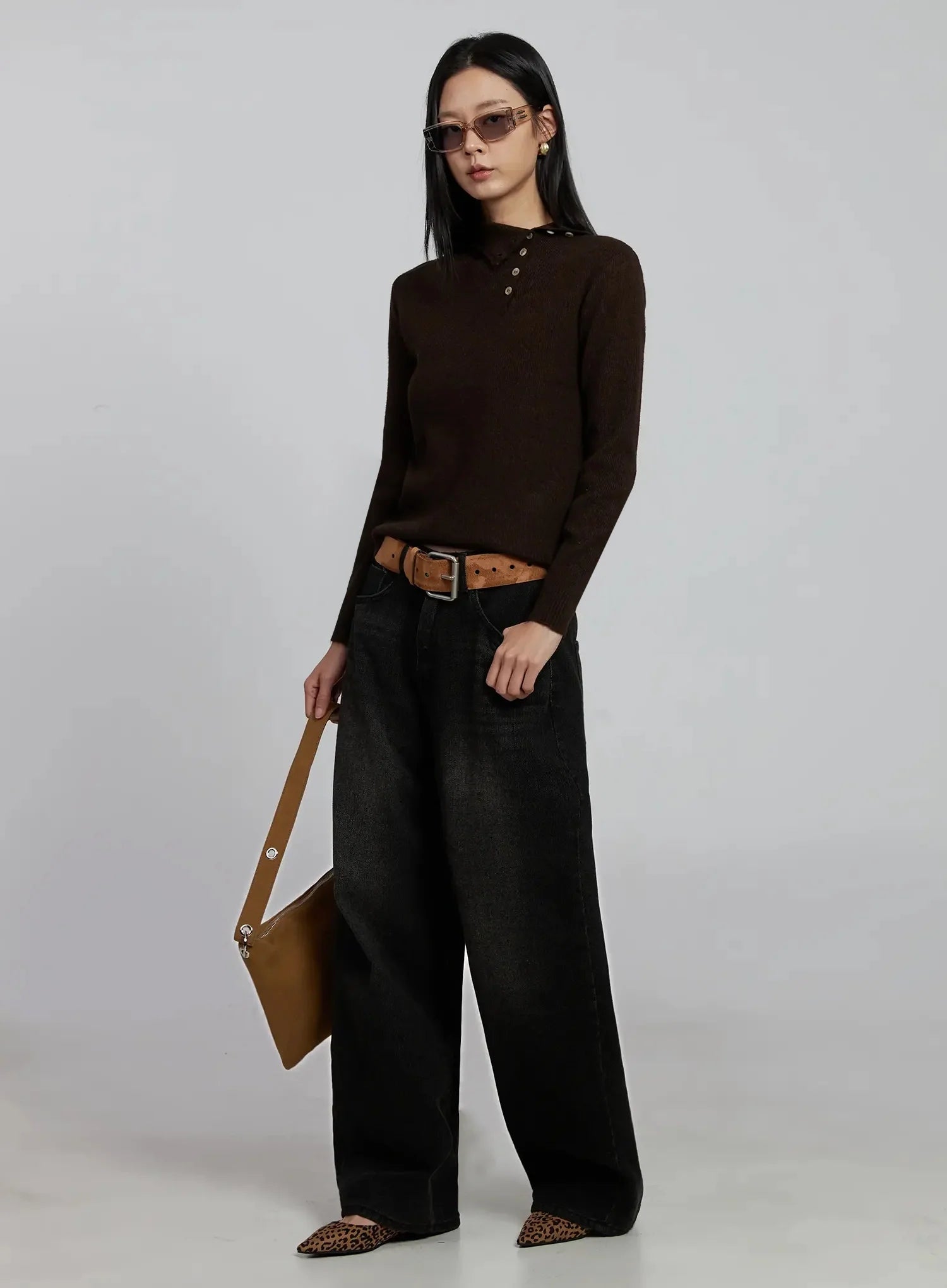 Button Detail High Neck Sweater IM520