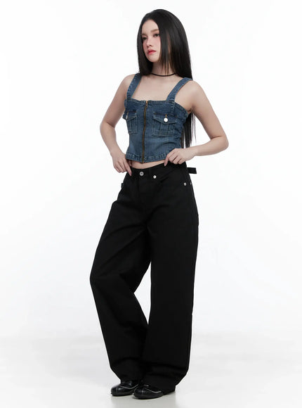 Low-Rise Back Detail Wide Pants CS525