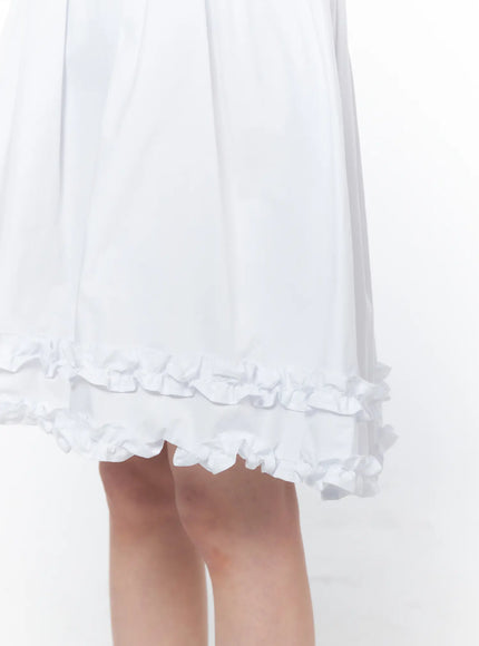 Frilled Shirred Midi Skirt CA528