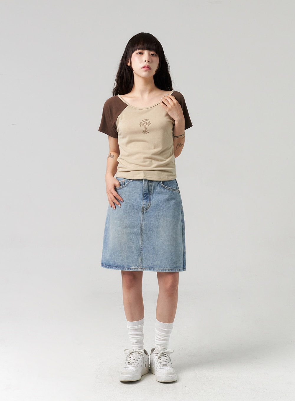 A Line Denim Midi Skirt CL312 Korean Women s Fashion LEWKIN