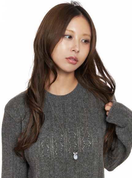 Long Faux Gem Necklace CO513