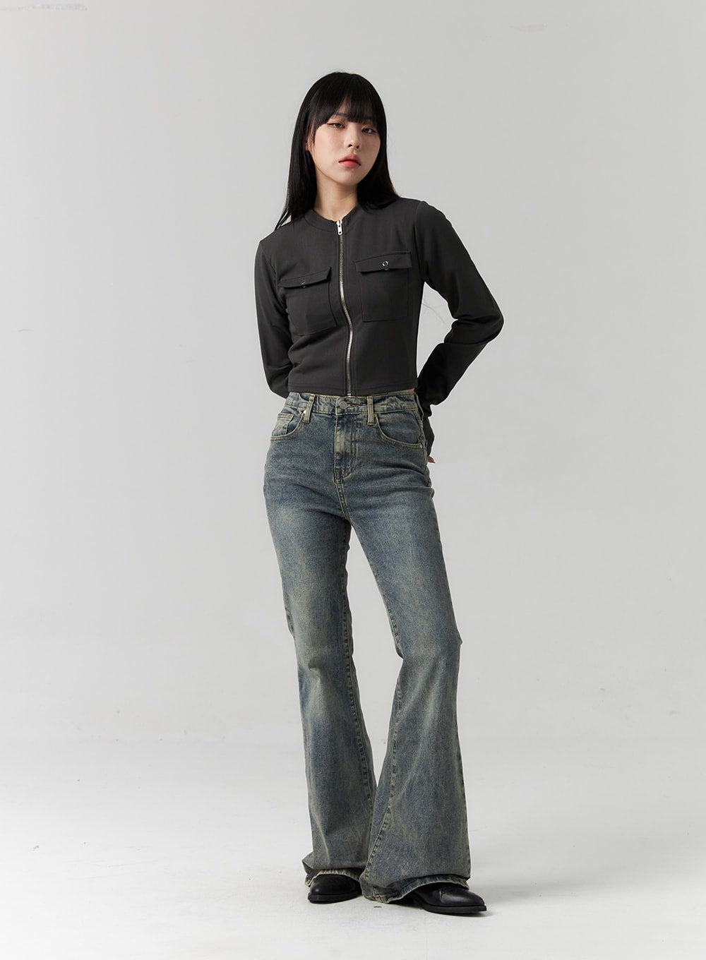 Washed Jeans Bootcut CS312 Fit Slim