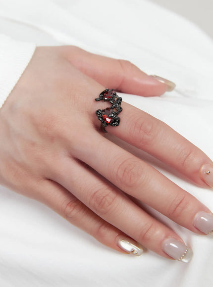 Gothic Red Cubic Ring CF525