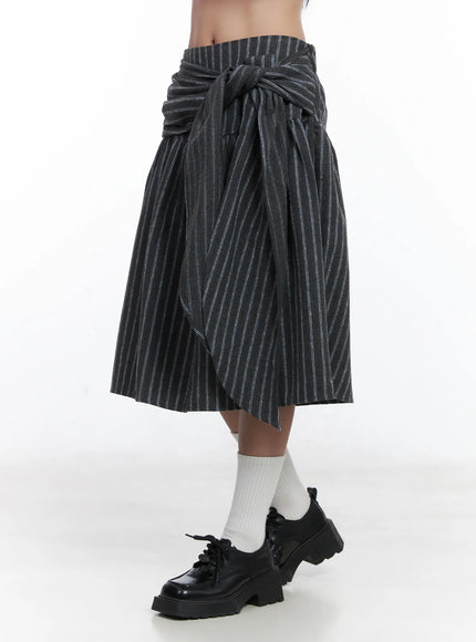 Stripe Wrap Midi Skirt CD529