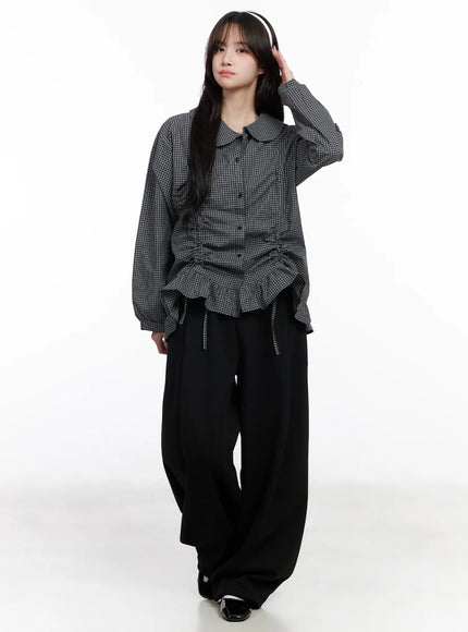 oversized-checkered-drawstring-shirt-cm531