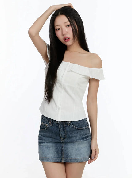 Off-Shoulder Ruffle Blouse IM509